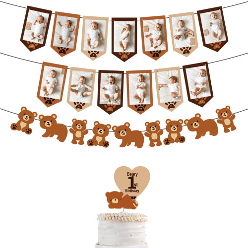 Bear First Birthday Monthly Photo Banner My Beary 1st Birthday Cake Topper for Teddy Bear First Birthday Bear Themed 1st Birthday Party Decorations Bear First Birthday Monthly Photo Banner My Beary 1st Birthday Cake Topper for Teddy Bear First Birthday Bear Themed 1st Birthday Party Decorations