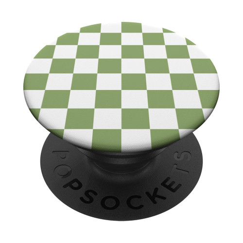 Classic Checkered Sage Green-White Vintage Checkerboard PopSockets PopGrip: Swappable Grip for Phones & Tablets PopSockets Standard PopGrip