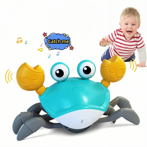 FEELGUY Crawling Toy Crab Baby Toy, Infant Sensory Tummy time Toys with Music and Lights 3 4 5 6 7 8 9 10 11 12 Babies boy Girl 3-6 6-12 Learning to Crawl 9-12 12-18 Walking Toddler Gifts (Green)