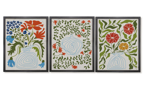 GOXFOC Vintage Botanical Flower Abstract Wall Art,Boho Wall Prints Aesthetic,Minimalist Line Wall Posters Unframed Set of 3,Floral Canvas Artwork for Living Room Bedroom Porch,8 x 10 Inch