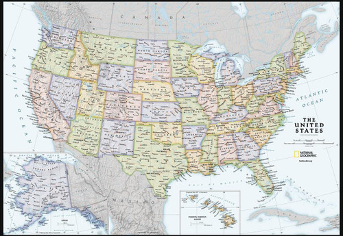National Geographic Maps: United States Contemporary Wall Map - Compact - 23.25 x 16 inches - Front Lamination National Geographic Maps: United States Contemporary Wall Map - Compact - 23.25 x 16 inches - Front Lamination