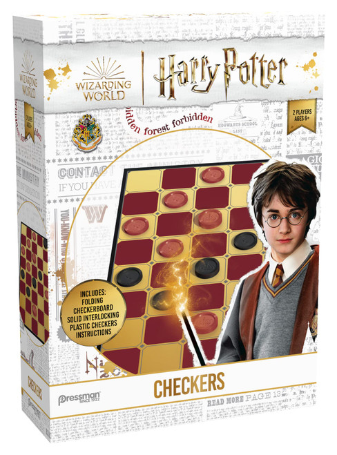 Pressman Harry Potter Checkers - Specially-Colored Folding Checkerboard and Interlocking Checker Pieces - Ages 6 and Up, 2 Players