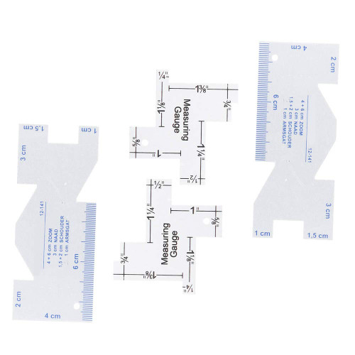 Agatige 4PCS Hand Measuring Gauge, Metal Sewing Ruler Precision Seam Measuring Gauge Metal Quilting Tailor Ruler Template Sewing Ruler for Sewing Craft, Quilting Ruler Templates Sewing Ruler