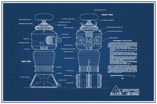 Lost In Space Environmental Control Robot B9 Blueprint Cool Wall Decor Art Print Poster 12x18