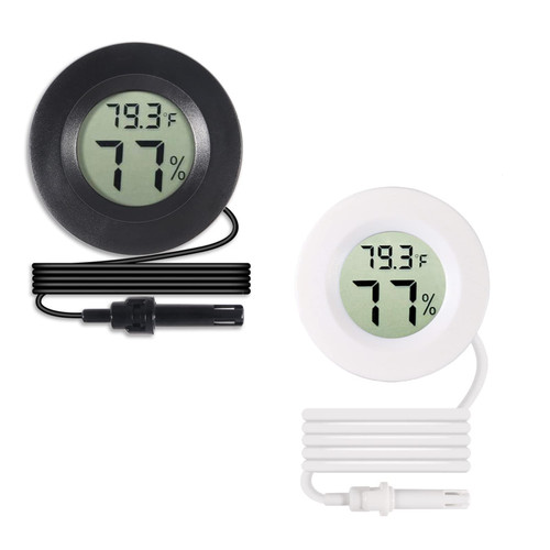 Alinan 2pcs Mini Digital Thermometer Hygrometer with Probe Humidity Temperature Gauge with LCD Dispaly for Greenhouse Incubator Reptile Terrarium Humidor, 1.5m Cable, Fahrenheit (?)/Celsius(?)