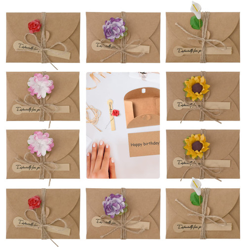 Hagao Flower Gift Card Envelopes, Cute Envelopes Small Gift Card Holders Mini Seed Envelopes with Heart Shaped Clasp 10PCS 4 x 2.75 inch