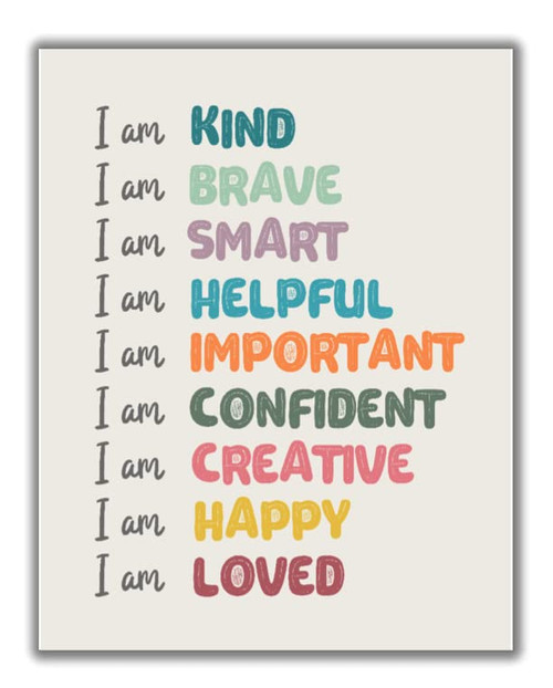 ShopHaven Positive Affirmations Art, Motivational Kids Affirmations, Inspirational Children Room Artwork Print, Kids Room Decor, Playroom Art - 11x14 - Unframed Print