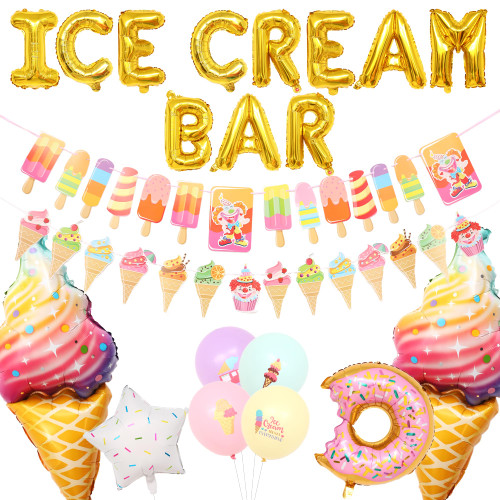 Ice Cream Party Decorations, Large Ice Cream Balloon, Ice Cream Bar Foil Balloons, Ice Cream Sign Hanging Banner, Summer Sweet Ice Cream Theme Birthday Party Popsicle Party Supplies for Kids Ice Cream Party Decorations, Large Ice Cream Balloon, Ice Cream Bar Foil Balloons, Ice Cream Sign Hanging Banner, Summer Sweet Ice Cream Theme Birthday Party Popsicle Party Supplies for Kids