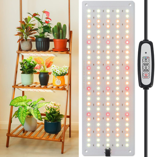 LBW LED Grow Light, Full Spectrum Grow Light with 4 Dimmable Levels and Auto On/Off Timer, 135 LEDs Plant Grow Lamp for Seedlings, Veg, Bloom and Succulents, Ideal for Indoor Plants