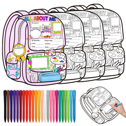 Qeeenar 40 Pieces All About Me Posters with 24 Crayon Student Poster to ...
