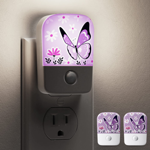 2 Pack Butterfly Night Lights, LOHAS LED Night Light Plug in, Dusk to Dawn Light Sensor, Brightness Adjustable 30/60LM, Nightlight for Kids, Stairs, Nursery, Bedroom, Hallway