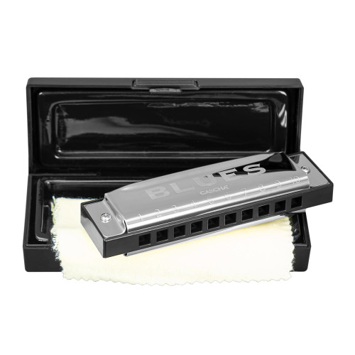 CASCHA 10 Hole Diatonic Blues Harmonica, Key of C, Silver (HH 2007)