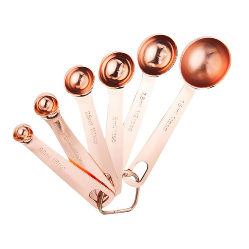 BESTOYARD Rose Gold Baking Tools 1 Set 6pcs Kitchen Gadget Baking Supplies Kitchen Baking Tool Measuring Spoons Measuring Cup Stainless Steel Measuring Spoons Stainless Steel