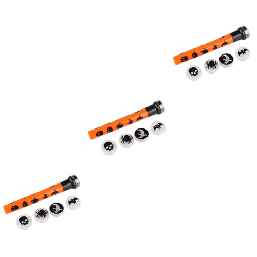 Uonlytech 3pcs Pumpkin Lamp Torches Ar Flashlight Scary Prop Haunted House Flashlight Pumpkin Ghost Pattern Flashlight Halloween Lamp Flashlight Props Halloween Flashlight Spider Skeleton