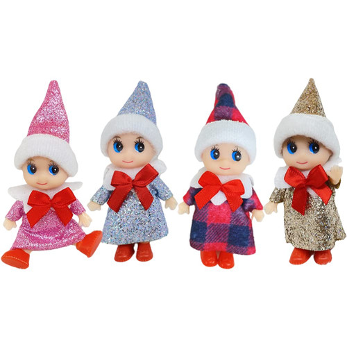 BUNRUN 4 Pcs Tiny Baby Elf Doll | Christmas Miniature Elf Doll | Baby Elves Dolls Toys | Christmas New Year Decoration Gift and Advent Calendars Xmas Stocking Stuffers