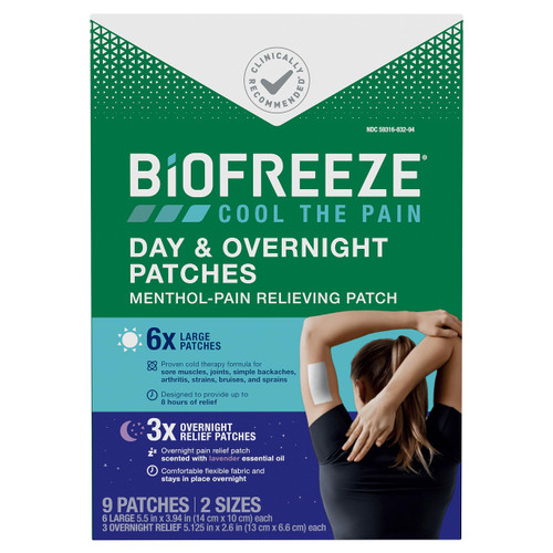 Biofreeze Pain Relief Patches For Up to 8hrs Of Lower Back Pain Relief, Sore Muscle Relief, Joint Pain Relief, HSA & FSA Eligible Item (6 Large & 3 Overnight, 9 Total Menthol Cooling Patches) Biofreeze Pain Relief Patches For Up to 8hrs Of Lower Back Pain Relief, Sore Muscle Relief, Joint Pain Relief, HSA & FSA Eligible Item (6 Large & 3 Overnight, 9 Total Menthol Cooling Patches)