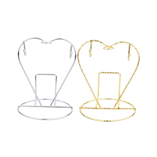 VOSAREA 2pcs China Cup Saucer Holder Teacup Easel for China Metal Coffee Cup Coffee Mug Rack The Office Mug Tea Cup and Saucer Display Stand Mug Heart Cup Drying Rack Shelf Stainless Steel