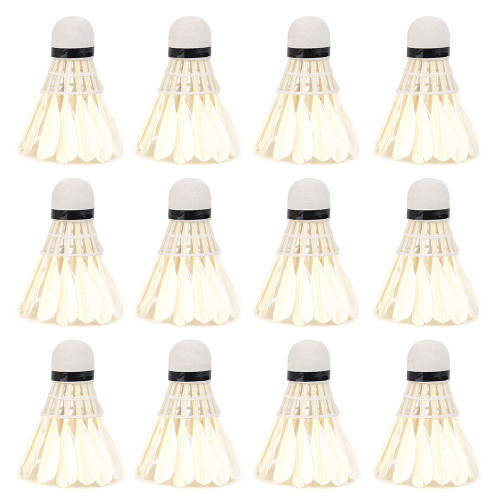 Agatige Badminton Shuttlecocks, 12PSC White Feather Badminton Shuttlecocks Hight Speed Training Badminton Balls Great Stability for Outdoor Indoor Training