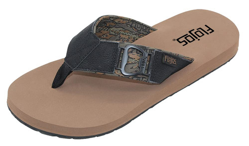 Flojos Men's ESTILER LITE Flat Sandal, Black CAMO/TAN, 14