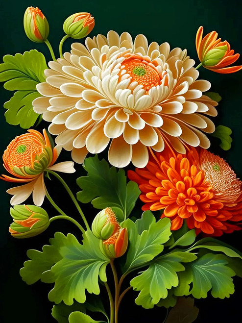 KUIZHEN 5D Diamond Painting, DIY Full Drill Diamond Painting Kit, Diamond Art Paintings for Beginners Adults Diamonds Pictures for Home Wall Decor 11.8x15.7 inch (Beautiful Chrysanthemum)