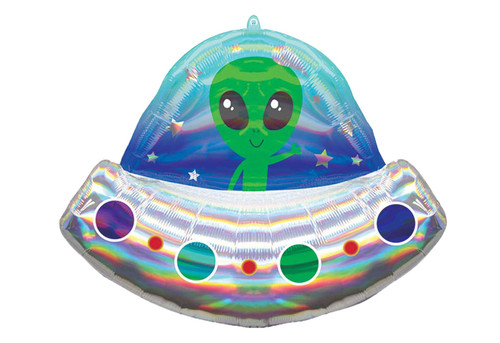 Adorable Alien Space Ship 28" Foil Party Balloon by Anagram Adorable Alien Space Ship 28" Foil Party Balloon by Anagram