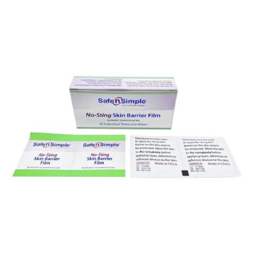 Safe N Simple Skin Barrier Wipe Safe N Simple No Sting Sterile, Safe N Simple, SNS80725 - Box of 25
