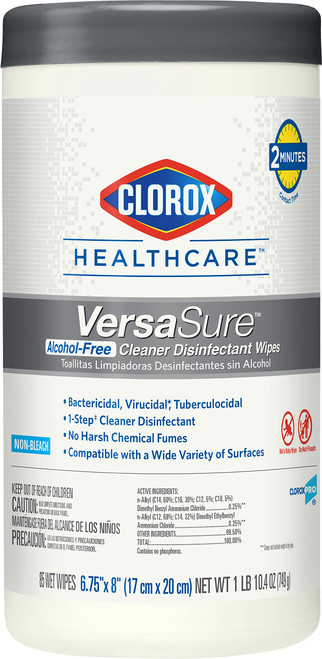 CloroxPro Healthcare Versasure Cleaner Disinfectant Wipes, Alcohol Free Clorox Wipes, Healthcare Cleaning and Industrial Cleaning, 85 Count - 31757 CloroxPro Healthcare Versasure Cleaner Disinfectant Wipes, Alcohol Free Clorox Wipes, Healthcare Cleaning and Industrial Cleaning, 85 Count - 31757