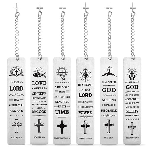 6 Pcs Metal Bible Bookmarks with Cross Chain Religious Bookmarks Graduation Gifts for Christian Women Men Scripture Bookmark Inspirational Gifts for Church Book Lovers Birthday Graduation 6 Pcs Metal Bible Bookmarks with Cross Chain Religious Bookmarks Graduation Gifts for Christian Women Men Scripture Bookmark Inspirational Gifts for Church Book Lovers Birthday Graduation