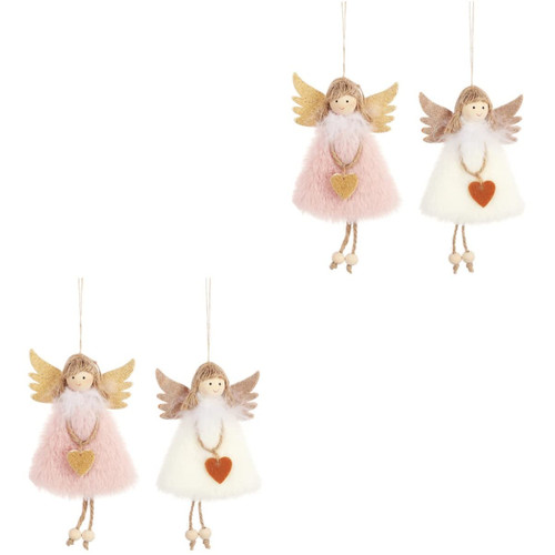 EXCEART 4 Pcs Christmas Ornaments Christmas Doll Hanging Xmas Tree Ornaments Christmas Angels Hanging Ornaments Stuffed Toy Plush Doll Christmas Tree Decoration Pendant Hanger Foam