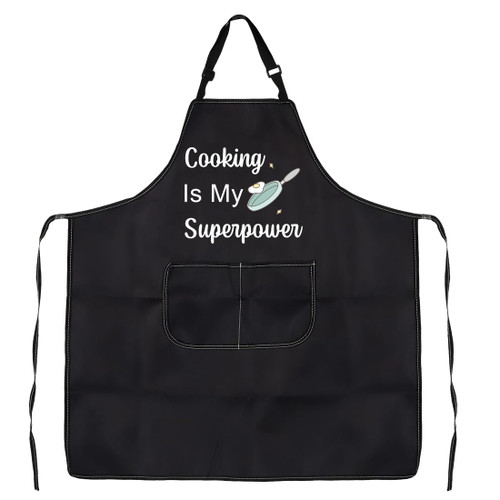 VAMSII Cooking Apron With Pockets BBQ Chef Apron Cooking Lover Gifts for Women Men Cooking Is My Superpower Kitchen Apron (black)