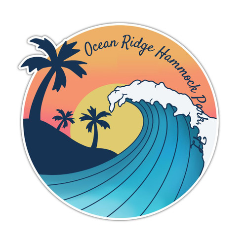 Ocean Ridge Hammock Park Florida Beach Souvenir Vinyl Decal Sticker Wave Design 8 Inch