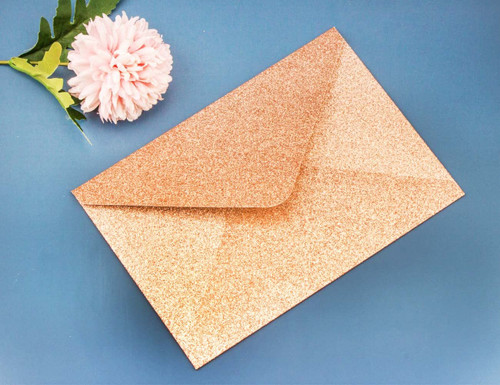 LUCKY STAR 25 PCS A7 Dark Rose Gold Glitter Envelopes,5.35 x 7.7 inches, Perfect for 5x7 Weddings,Invitation Cards,Birthday Greeting Invite