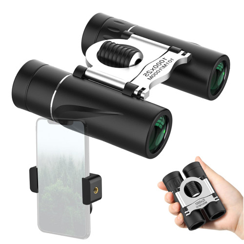 8x21 High Definition Compact Binoculars with Phone Adapter, Waterproof Folding Small Binocular for Bird Watching, Sport Game, Concerts