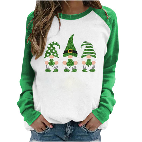 Sdwingk Amazon Storefront St Patricks Day Lucky Sweatshirt Women Green Shamrock Shirt Long Sleeve Crew Neck Pullover Funny Irish Tee Shirts
