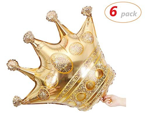 6 Pcs Jumbo Crown Balloons Golden Crown Foil Balloons for Birthday Wedding Halloween Christmas Party Decoration,100cm * 90cm | 39.4 inch * 35.4 inch (6 Jumbo Size)