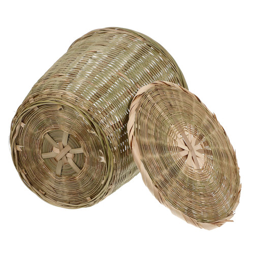 MAGICLULU Trash Can Laundry Hamper Basket Wicker Storage Basket Sundries Basket Trashcan for Your Bedroom Desktop Waste Basket Rattan Round Waste Basket Container Box Office Bamboo Woven