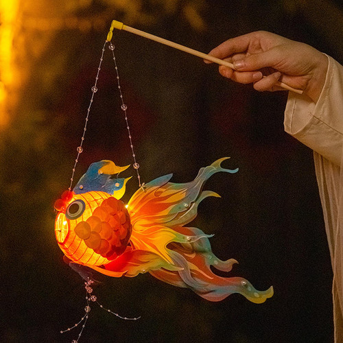 Smalibal Festival Lantern Lucky Goldfish Glowing Paper Lantern Handmade Lantern Chinese Style Glowing Paper Lantern Traditional Chinese Lantern for Chinese New Year 2024 Festivals Red S