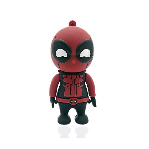 Novelty Deadpool Shape Design 32GB USB 2.0 Flash Drive Cute Memory Stick Stitch Thumb Drive Data Storage Pendrive Cartoon Jump Drive Gift (Deadpool-32GB)