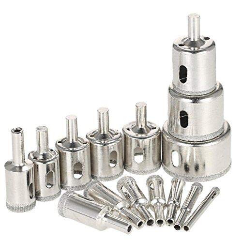 Diamond Drill Bits, LepoHome 15 PCS Hollow Core Drill Bit Set for Ceramic, Glass, Porcelain Tile Diamond Hole Saw Tile Set Glass Drill Bit, 1/4 to 2 Inch