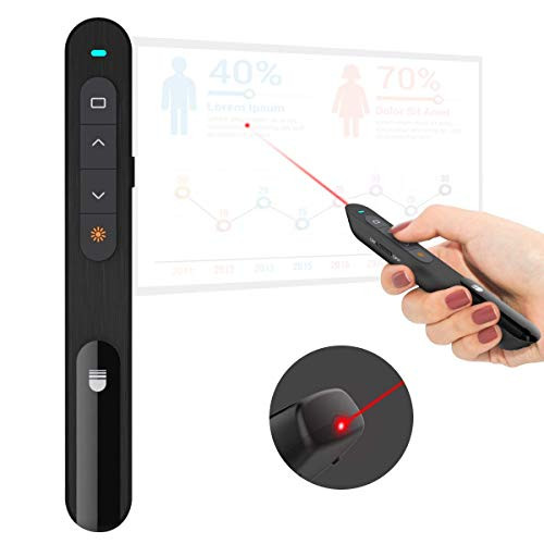 Wireless Presenter, Doosl PowerPoint Clicker Hyperlink Volume Control - 2.4GHz Presentation Remote with Red Light - for Classroom, Lecture Hall, Conference Room, Exhibition Hall, etc.