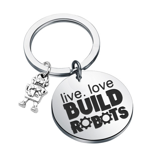 TGBJE Robotician Gift Robotics Team Thank You Gift Live Love Build Robots Keychain For Robot Lover Robotic Engineer Gift (Build Robots kc)