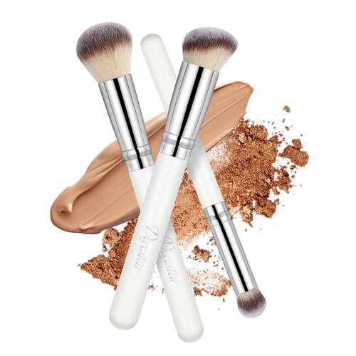 Makeup Brushes 3PCS, Foundation Brushes for Liquid Makeup, Professional Kabuki Foundation Concealer Blush Bronzer Brushes Set for Blending Liquid Cream Flawless Powder Cosmetics Buffing Stippling