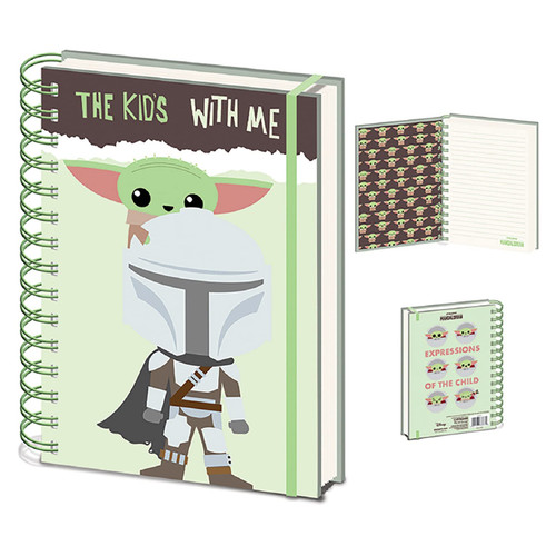 Pyramid International Star Wars Notebook (The Mandalorian 'The Kid's with Me' Design) Wiro A5 Writing Pad and Journal, Star Wars Gifts for Men, Women and Kids - Official Merchandise