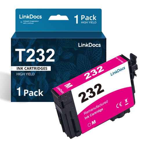 LinkDocs 232 T232 Magenta Remanufactured Ink Cartridges Replacement for Epson 232XL 232 T232 T232xl M Work for Expression Home XP-4200 XP-4205 Workforce WF-2950 WF-2930 Printer
