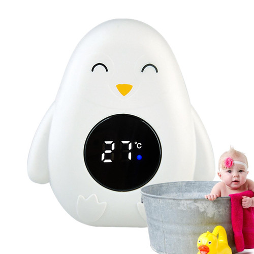 Bath Temperature Meter, Digital Touch Bath Thermometer, Portable Floating Water Baby Bath Temperature Meter, LED Display Temperature Tester Safety, Cartoon Penguin Shape Bath Toy for Kids, Girls and
