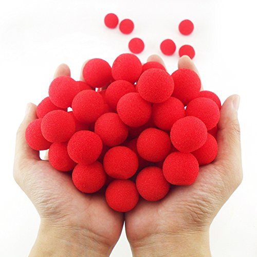 Defgeph 50pcs Set 2.5cm Red Sponge Soft Ball Close-Up Magic Street Classical Comedy Trick Props (RED,2.5cm/1inch)