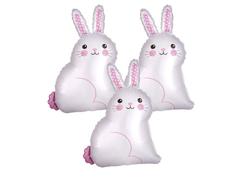 Set of 3 Adorable Bunny 18" Foil Party Balloons Set of 3 Adorable Bunny 18" Foil Party Balloons