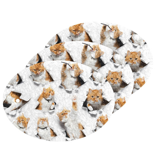 Dish Sponges Kitchen Funny Cats Scrub Sponge Cute Kitten Non Scratch Reusable Compressed Cellulose Sponge Hanging for Household Cleaning Washing Dishes Pots and Pans 3 Pack