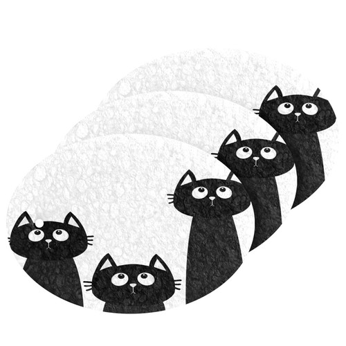 Dish Sponges Kitchen Three Black Cat Scrub Sponge Funny Kitty Non Scratch Reusable Compressed Cellulose Sponge Hanging for Household Cleaning Washing Dishes Pots and Pans 3 Pack