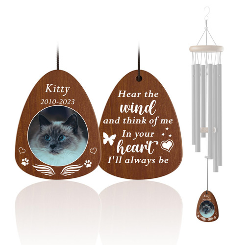 Bemaystar Personalized Pet Memorial Wind Chime Dog Memorial Gifts for Loss of Dog Cat Wind Chime Parts Pet Loss Gifts Cat Memorial Windchimes Clapper, Wind Spinners Hanging in Memory of Dog Cat